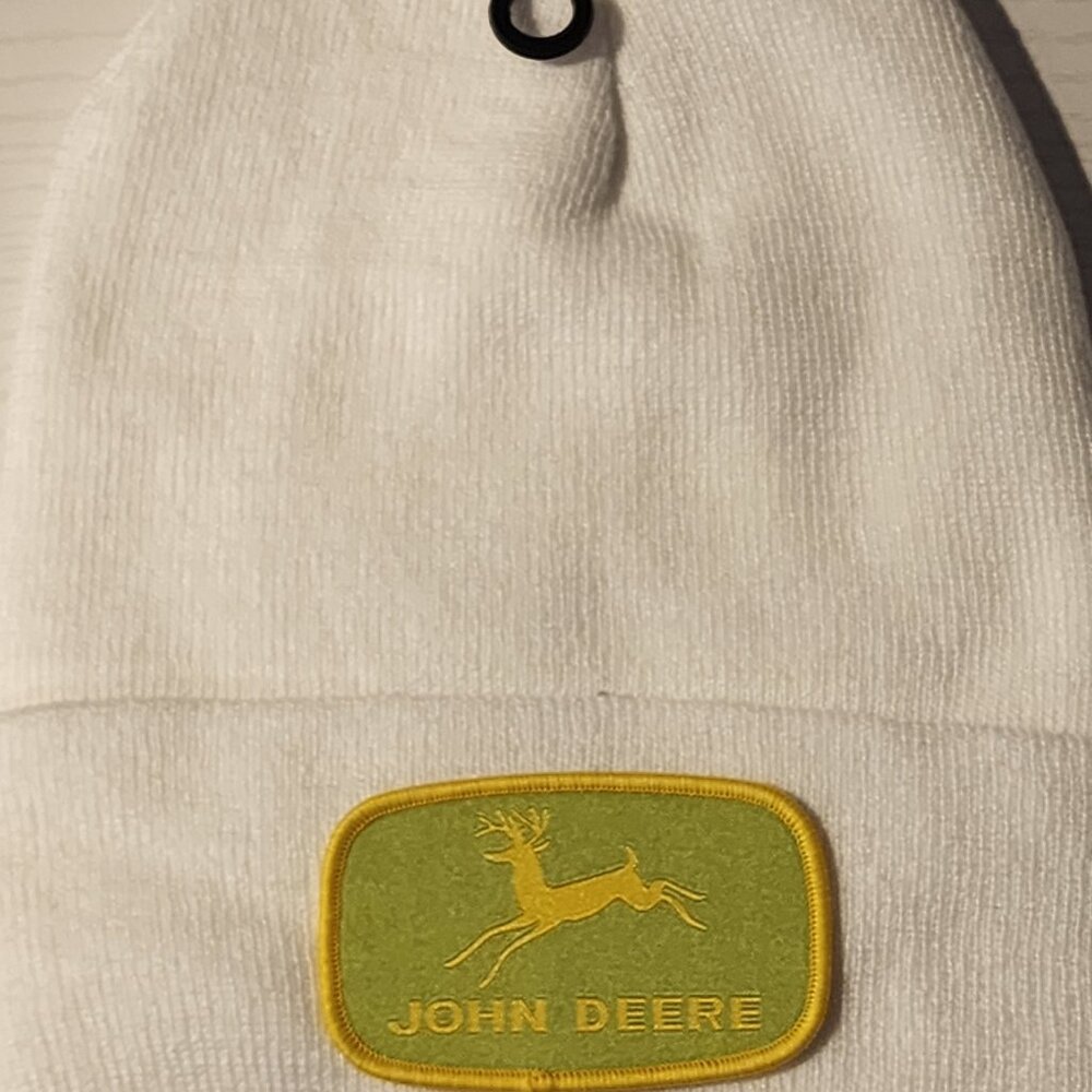 John Deere Patched Knit Cuffed Beanie in White